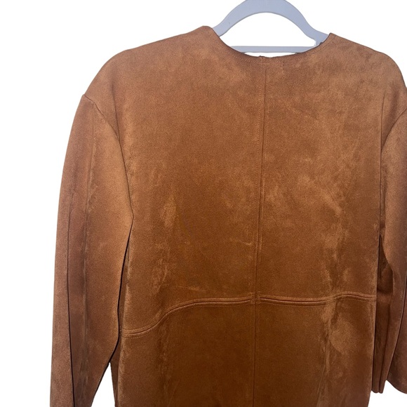 Zara Longline Oversized Faux Suede Sherpa Cognac Camel Jacket - Picture 14 of 15